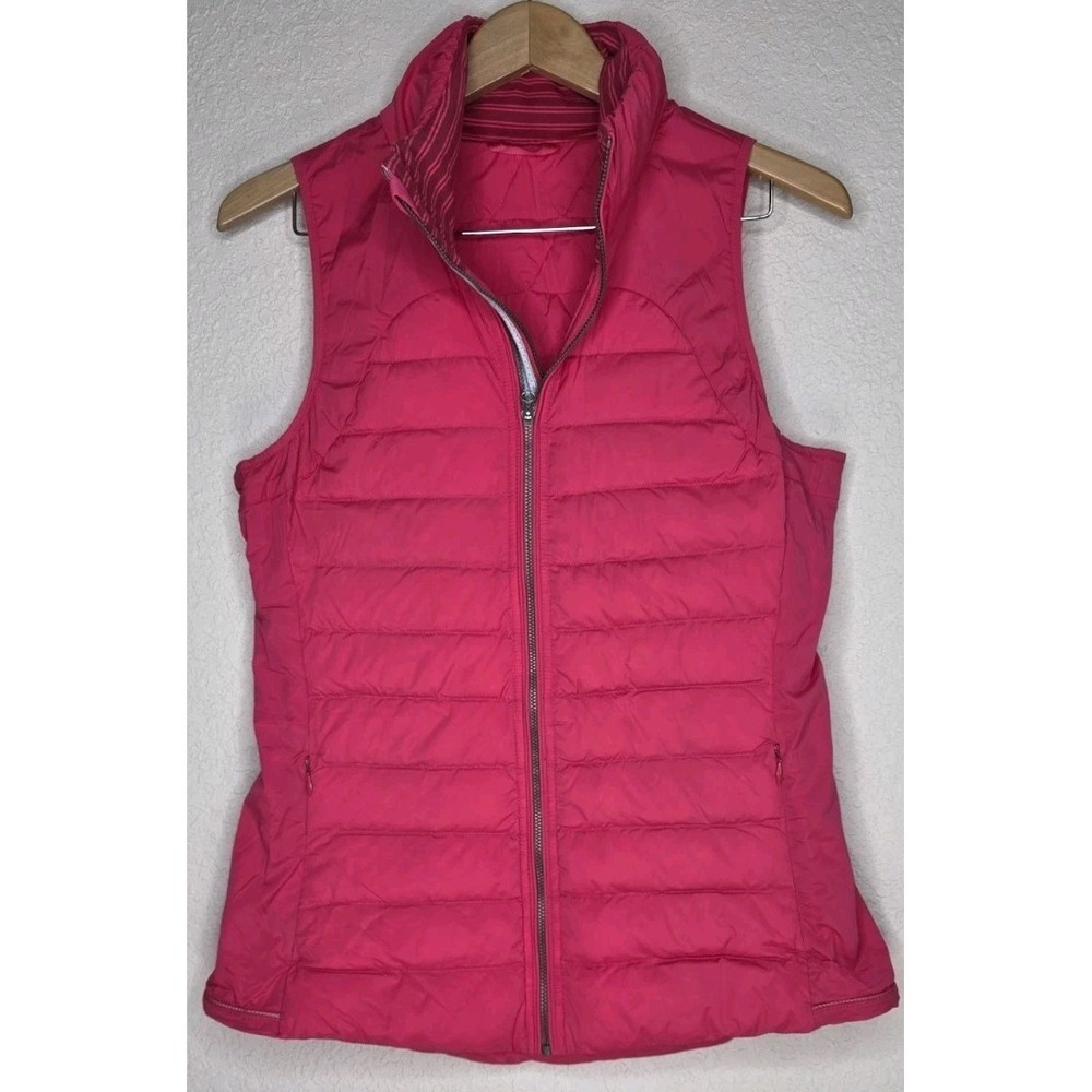 Lululemon Fluffed Up Vest Women 10 Down Filled Puffer Full Zip Pink Barbie Activ